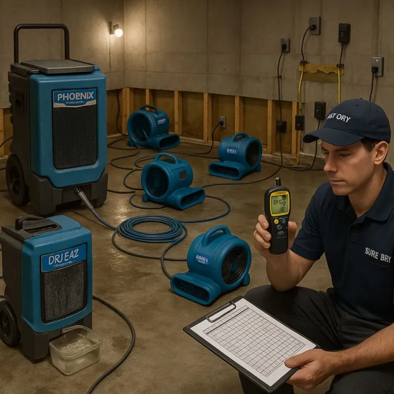 Structural Drying and Dehumidification process in Newtown, CT